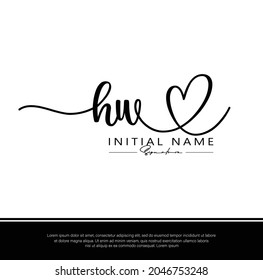 H W HW Initial letter handwriting and signature logo. Beauty vector initial logo .Fashion, boutique, floral and botanical	
