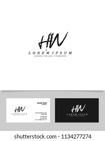 H W Initial brush logo vector template
