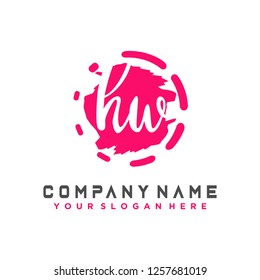 H W Initial handwriting logo vector
