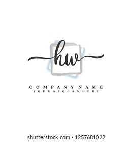 H W Initial handwriting logo vector