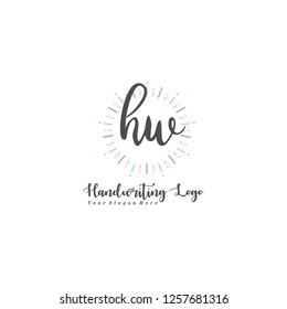 H W Initial handwriting logo vector