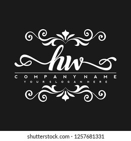 H W Initial handwriting logo vector
