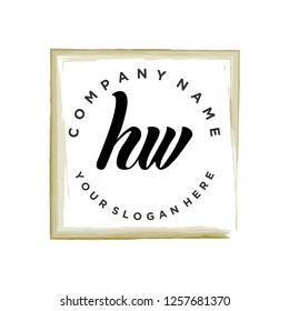 H W Initial handwriting logo vector