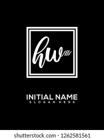 H W Initial Handwriting Logo Template Vector