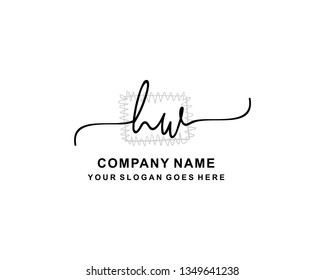 H W Initial Handwriting Logo Template