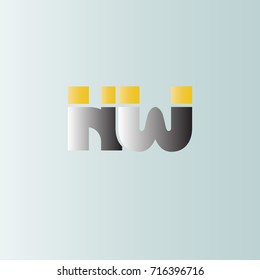 h w initial letter linked lowercase logo. h and w vector template design.