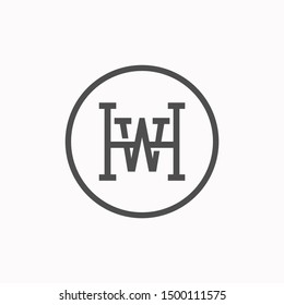 H and W initial letter luxurious logo template