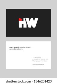 H W letters Joint logo icon with business card vector template.