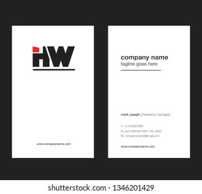 H W letters Joint logo icon with business card vector template.