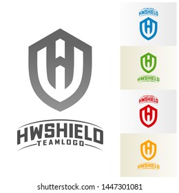 H W Shield Logo Design Vector. Initial H W logo Template. Shield W H logo concept. Icon Symbol