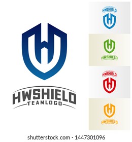 H W Shield Logo Design Vector. Initial H W logo Template. Shield W H logo concept. Icon Symbol