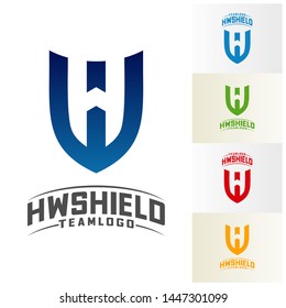 H W Shield Logo Design Vector. Initial H W logo Template. Shield W H logo concept. Icon Symbol