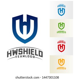 H W Shield Logo Design Vector. Initial H W logo Template. Shield W H logo concept. Icon Symbol