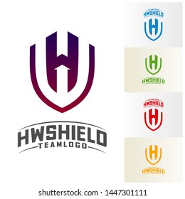 H W Shield Logo Design Vector. Initial H W logo Template. Shield W H logo concept. Icon Symbol