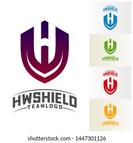 H W Shield Logo Design Vector. Initial H W logo Template. Shield W H logo concept. Icon Symbol