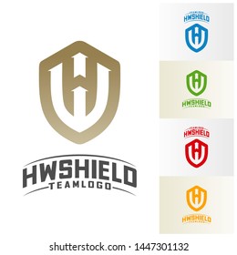 H W Shield Logo Design Vector. Initial H W logo Template. Shield W H logo concept. Icon Symbol