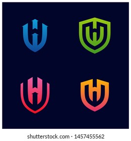 H W Shield Logo Design Vector. Initial H W logo Template. Shield W H logo concept. Icon Symbol