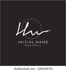 H W Signature initial logo template vector