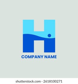 H icono de piscina de agua diseño de logotipo abstracto