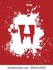 H - Blanco y rojo, alfabeto con efecto salpicador y pulverizador.