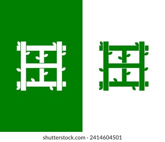 Logo de H Window Leaf: Una elegante fusión de la letra 'H' y las hojas orgánicas, que encarna transparencia, crecimiento y diseño ecológico.