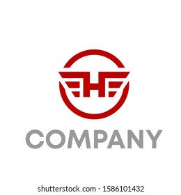 h wing logo icon design template sign