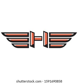 H wings logo design and vector art 