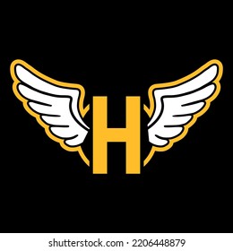  H with wings logo vector emblem