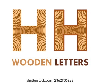 h Wooden letters design logo template illustration