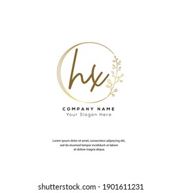 H X HX  Initial letter handwriting and signature logo. Beauty vector initial logo .Fashion, boutique, floral and botanical