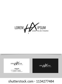 H X Initial brush logo vector template