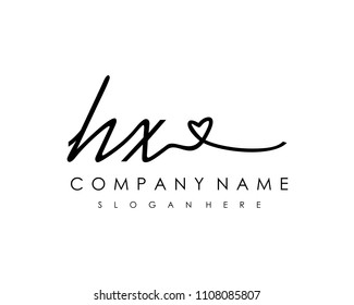 H X Initial handwriting logo vector