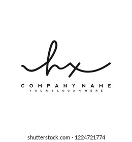 H X Initial handwriting logo vector