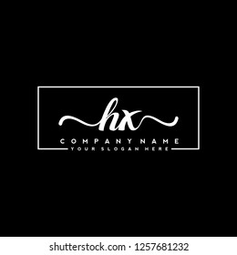H X Initial handwriting logo vector