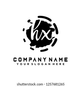 H X Initial handwriting logo vector