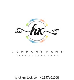 H X Initial handwriting logo vector