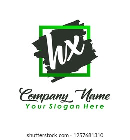 H X Initial handwriting logo vector