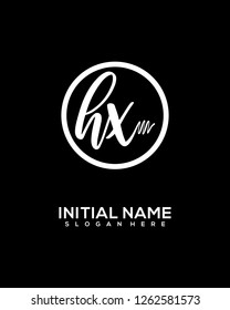 H X Initial Handwriting Logo Template Vector