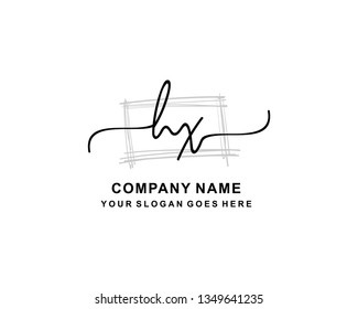 H X Initial Handwriting Logo Template