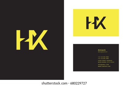 H X joint logo letter design with business card template