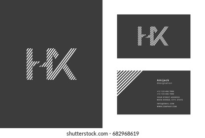 H X line logo joint letter design with business card template