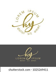 H Y. Handdrawn Brush Monogram Calligraphy Logo Design