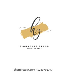 H Y HY Initial letter handwriting and  signature logo.