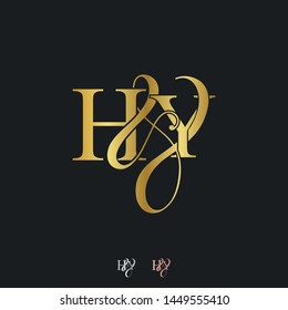 H & Y HY logo initial vector mark. Initial letter H & Y HY luxury art vector mark logo, rose gold, silver, gold color on black background.