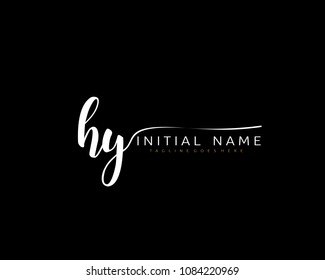 H Y Initial handwriting logo vector. Hand lettering for designs.