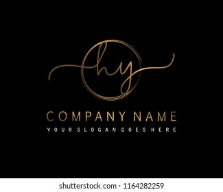 H Y Initial handwriting logo vector