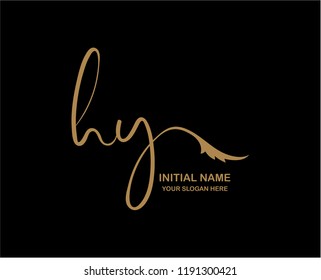 H Y Initial Handwriting Logo Template