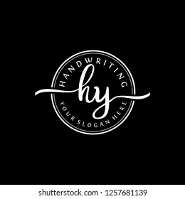 H Y Initial handwriting logo vector
