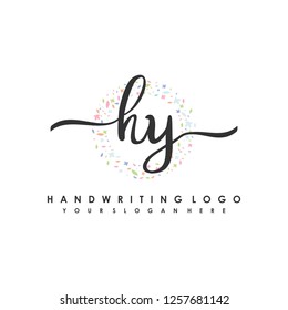H Y Initial handwriting logo vector