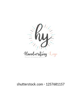 H Y Initial handwriting logo vector